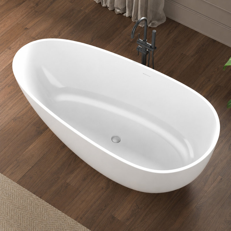 Fiume 66.875'' x 33.375'' Soaking Stone Bathtub