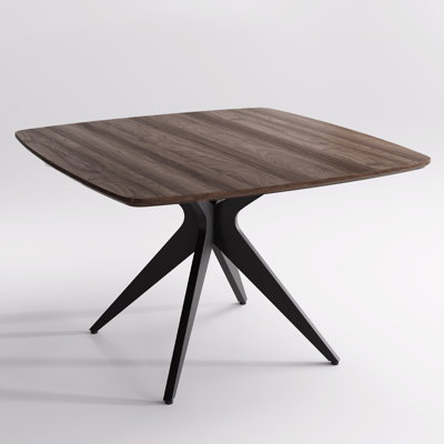 Table de salle à manger 45,3 po carré 4 personnes en bois massif et manufacturé avec pieds en métal