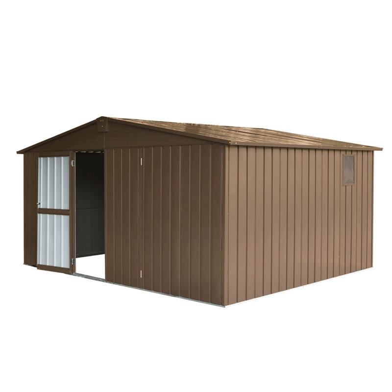 Metal Storage Shed, Brown, 78.7" H x 138.11" W x 109.88" D