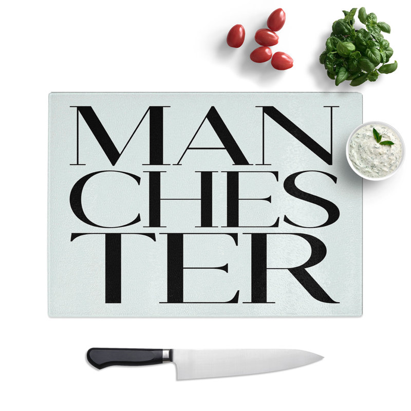 Manchester Typography Chopping Board, 20cm W x 28.5cm L
