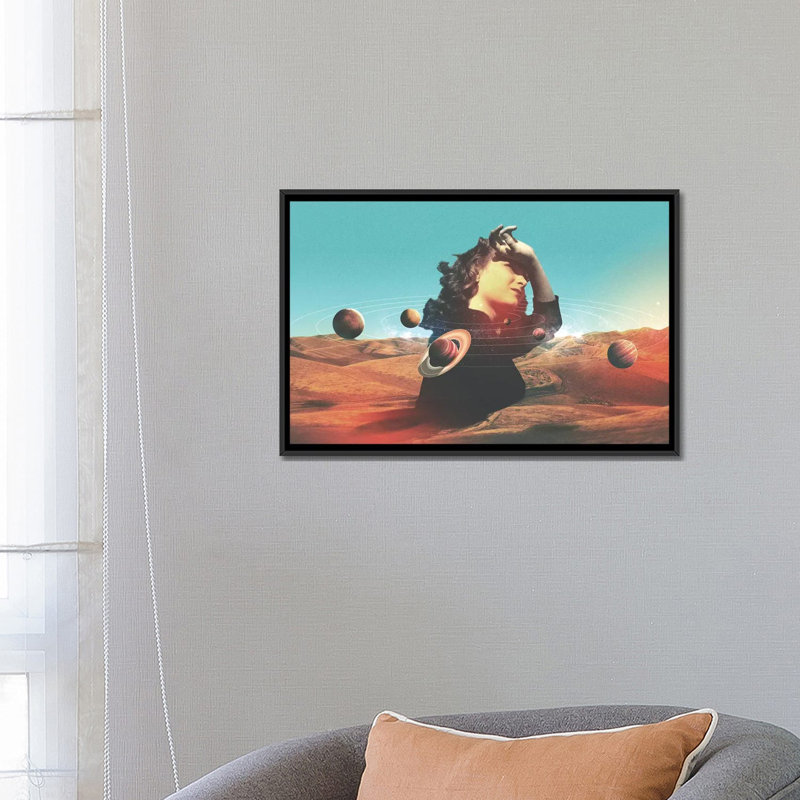 " Orbits II " by Fran Rodriguez, 18" H x 26" W x 1.5" D, Black Framed Canvas, No Mat
