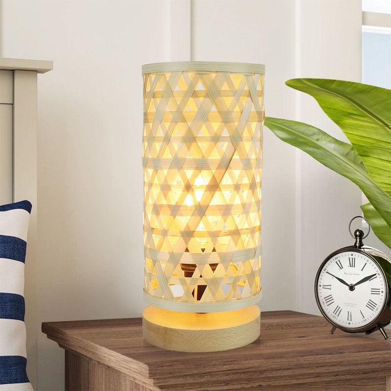 Lampe de table jaune doré 11,81 po avec prise Houk
