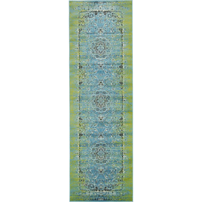 Tapis oriental bleu / vert Yareli