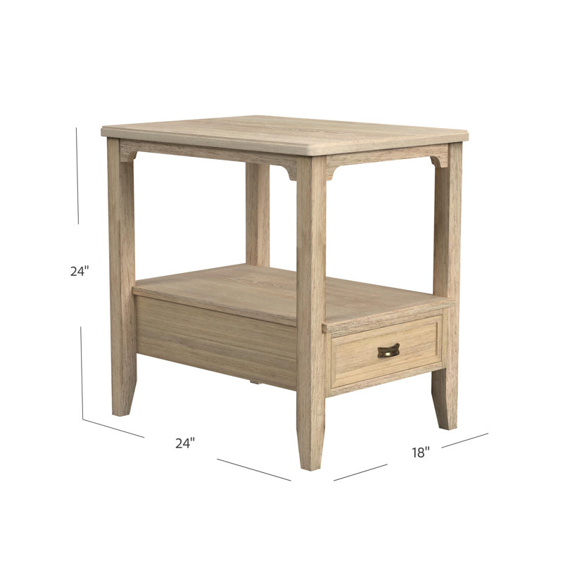 Euguene Textured Wood End Table, 24" H x 18" W x 24" D