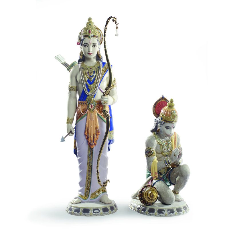 2 Piece Lakshman and Hanuman Figurine Set