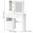 Vanity Desk with LED Lighted Mirror, Bedroom Dressing Table, Makeup Desk with Stool, 5 Drawers, Open Shelves, Hidden Storage Space