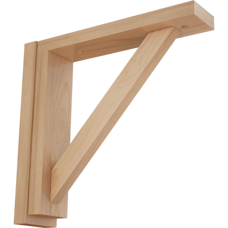 Traditional Wood Shelf Bracket, Alder, 10.25" H x 2.5" W x 10.75" D