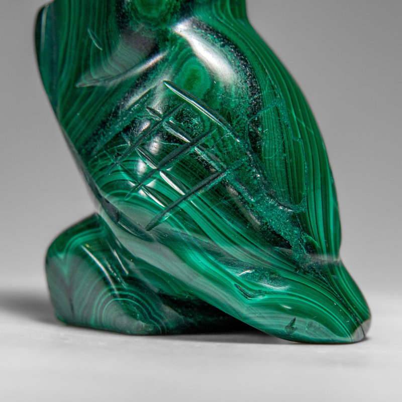 Genuine Polished Malachite Owl Carving (149.3 Grams)