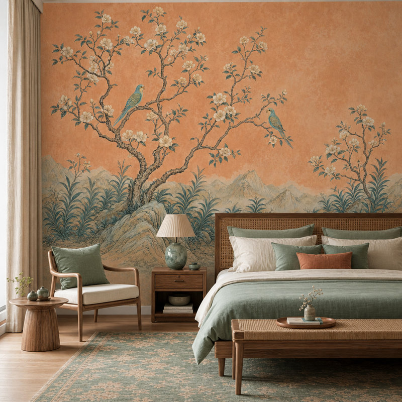 Papier peint amovible chinois, 120"x96", Textured Non-Pasted