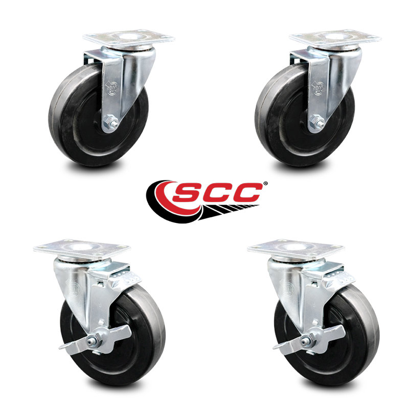 4 Piece Hard Rubber Caster Set
