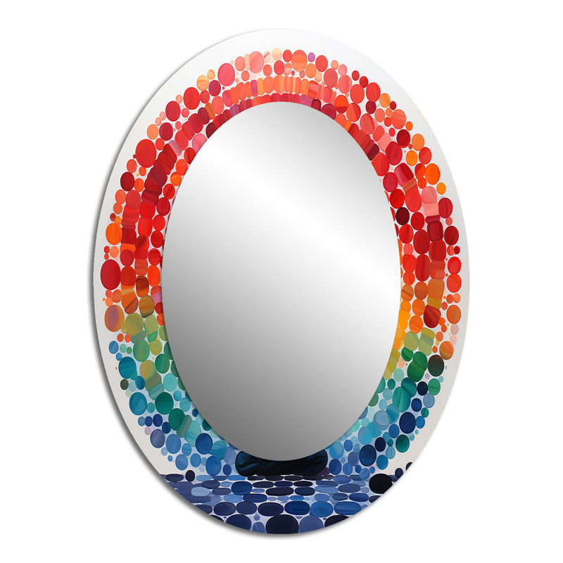 «Colorful Meditation Harmony Of Mind», miroir mural ovale multicolore, 40 po x 30 po