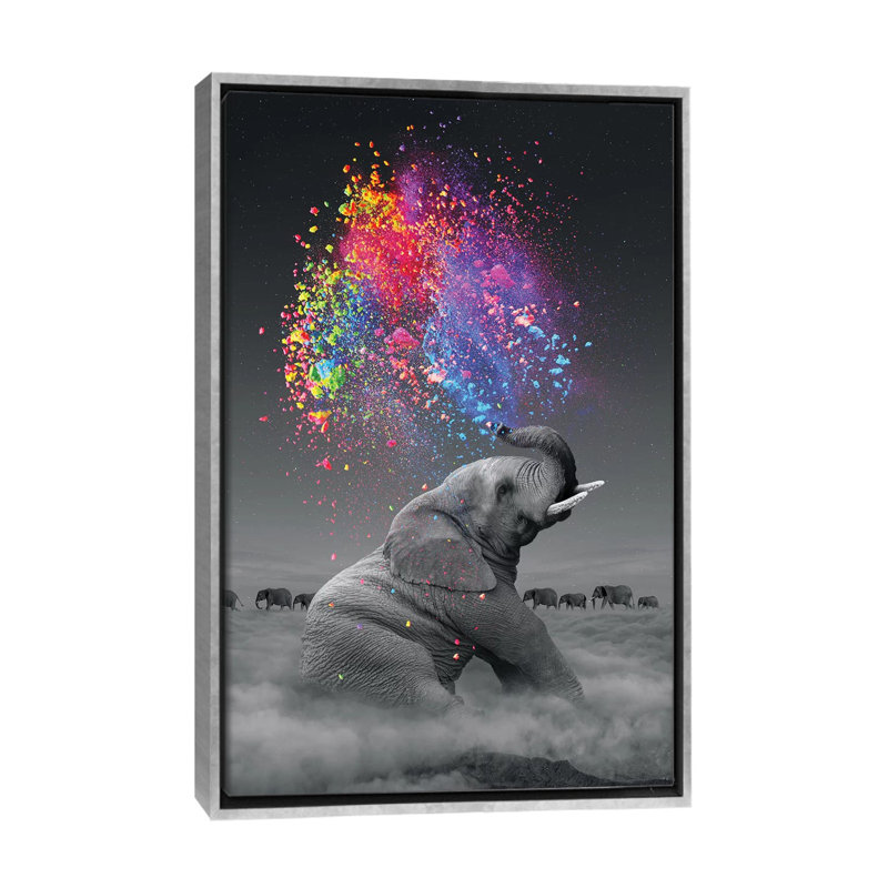 «Elephant - Color Explosion» par Soaring Anchor Designs - impression d'art graphique, H 60 po x l 40po x P 1,5 po