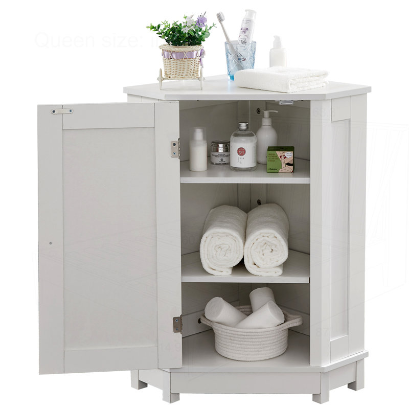 Armoire de salle de bain d'angle avec tablette réglable, Blanc
