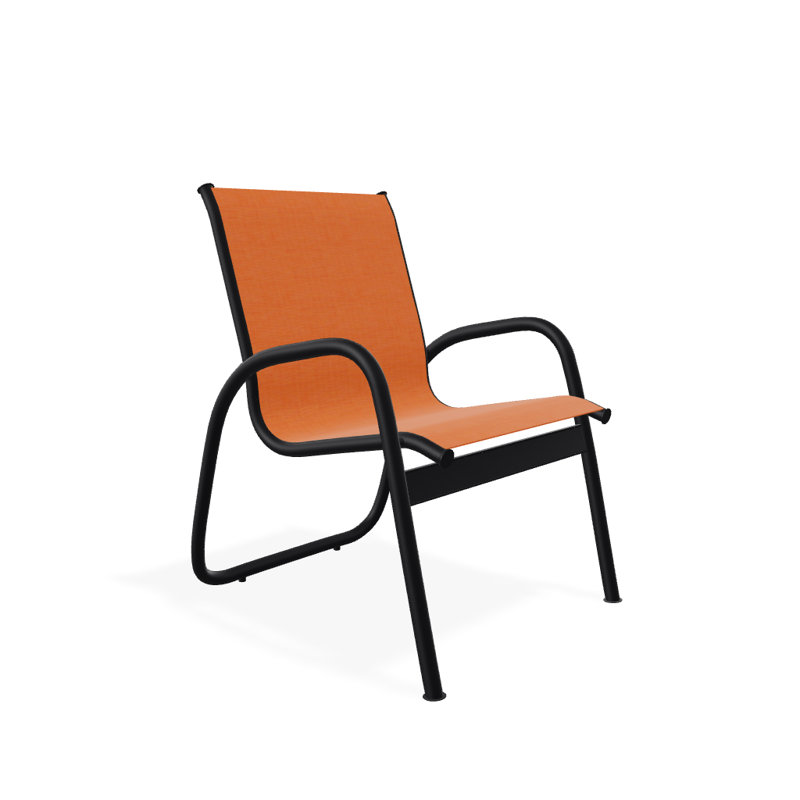 Fauteuil de patio Gardenella, Noir texturé, Toile Sunbrella® tangerine