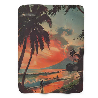 Coucher de soleil Sherpa 1 pièce de qualité supérieure Old World Hawaiian