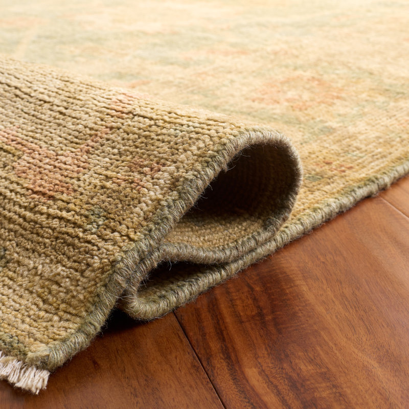 Oushak Nubl Oriental Hand Knotted Wool Dark Green/Brown Area Rug, Runner 3' x 10'