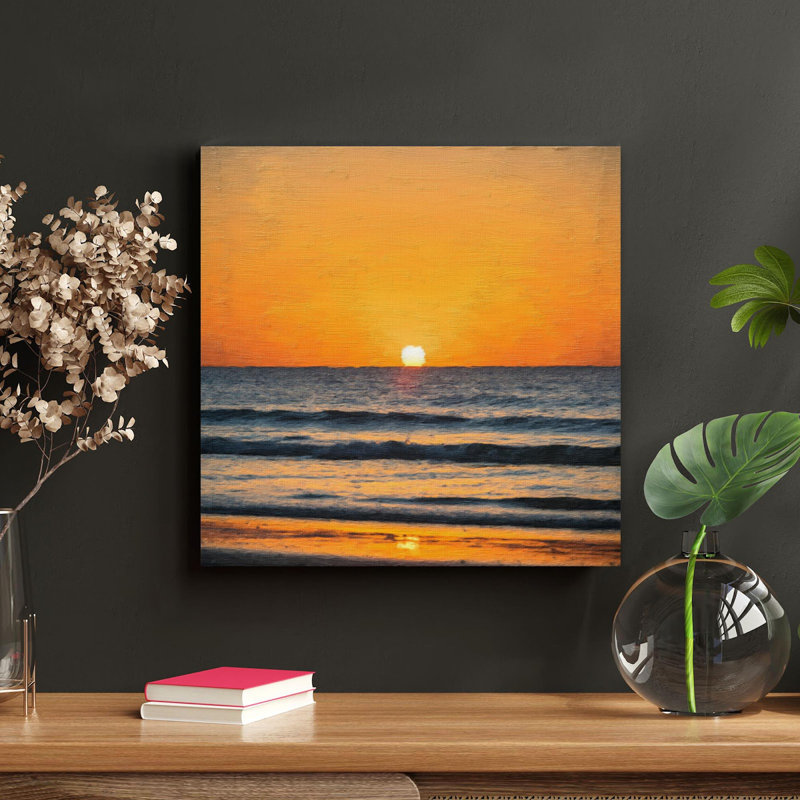 Coucher de soleil, reproduction d'art carré sur toile tendue 1 pièce, H 32 po x l 32 po