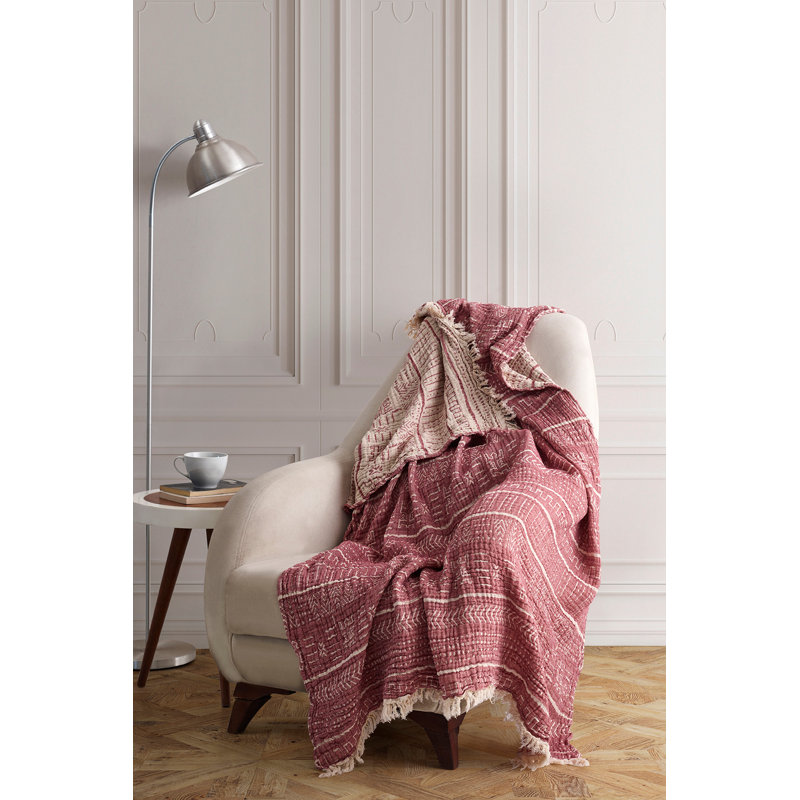 Jeté 100% coton, Rouge Bordeaux