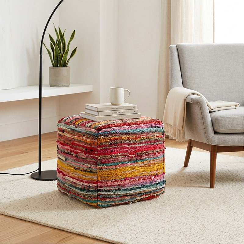 Pouf carré, repose-pieds carré de 20 po x 20 po x 14 po Boho, pouf carré, repose-pieds et sièges d'appoint