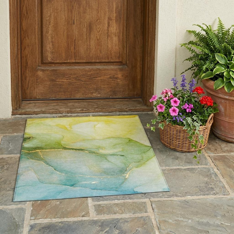 Tapis extérieur lavable antidérapant 3 pi x 5 pi vert