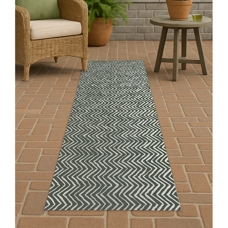 Chevron Snug Non-Slip Outdoor Rug, Runner 2'6" x 8'