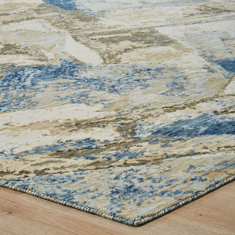 Berget Wool Abstract Area Rug, Rectangle 9'9" x 12'6"