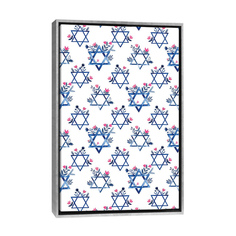 Collection de boho Hanoukka E par Grace Popp-impression d’art graphique, Toile avec cadre argenté, Pas de tapis