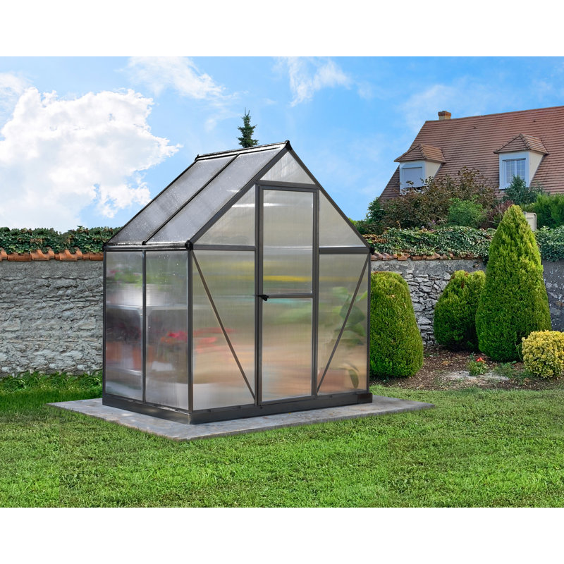 Mythos 6 Ft W x 4 Ft D Greenhouse, 208cm H x 185cm W x 126cm D, Grey