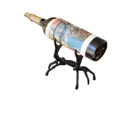  Cast Iron Crab Wine Bottle Holders (Set of 2) 7"L Black Matte Coastal Décor