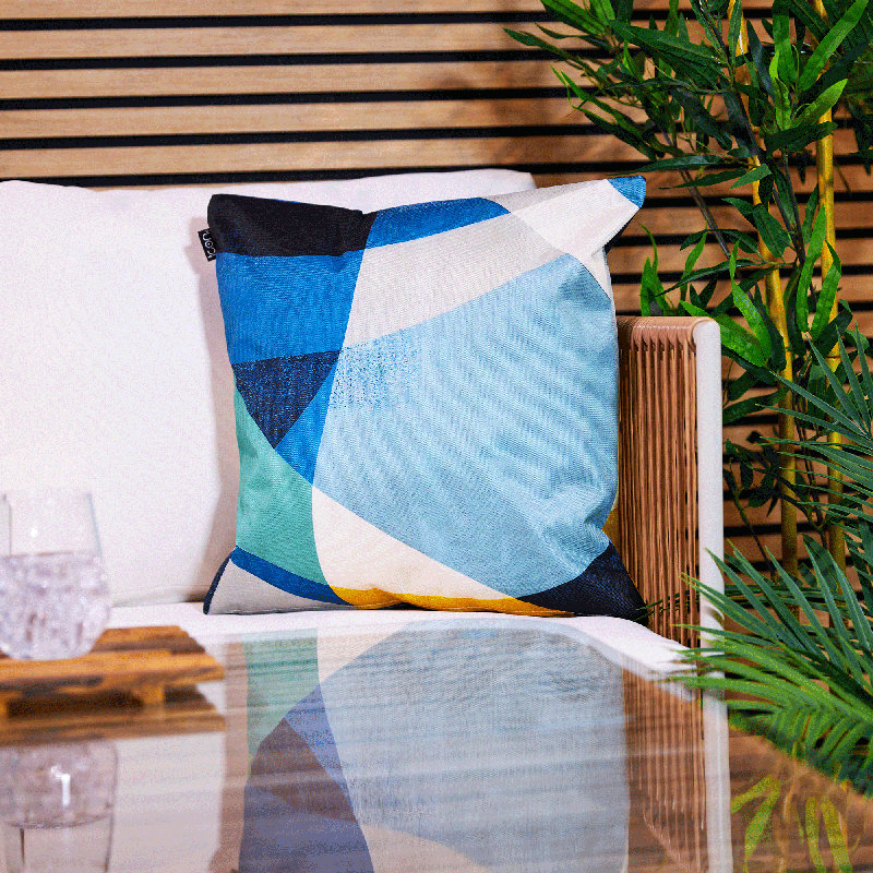 Stripe Indoor-Outdoor Cushions, Yellow/Blue Striped