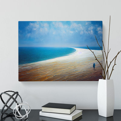 Alone On The Beach - Wrapped Canvas