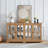 LED Curio Display Cabinet Antique Display Cabinet With Glass Doors Adjustable Shelves For Collectibles Four Door Design Vintage Showcase For Home Or Office Antique Display Case OAK