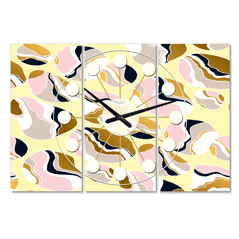 Horloge murale pierres de rivière surdimensionnée Mid-Century