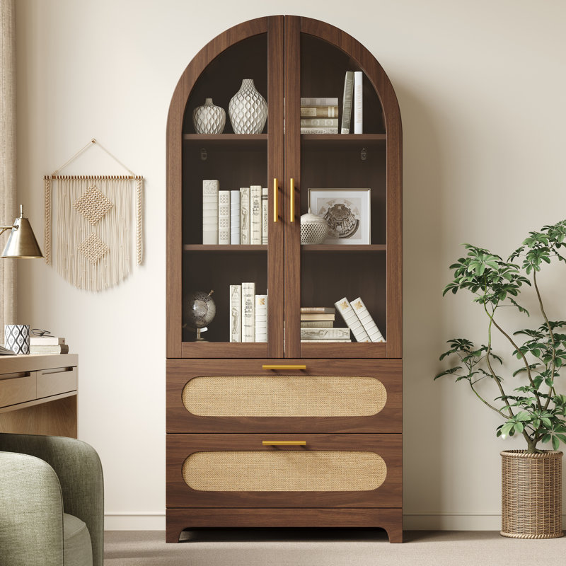 80 cm W Display Cabinet, Walnut