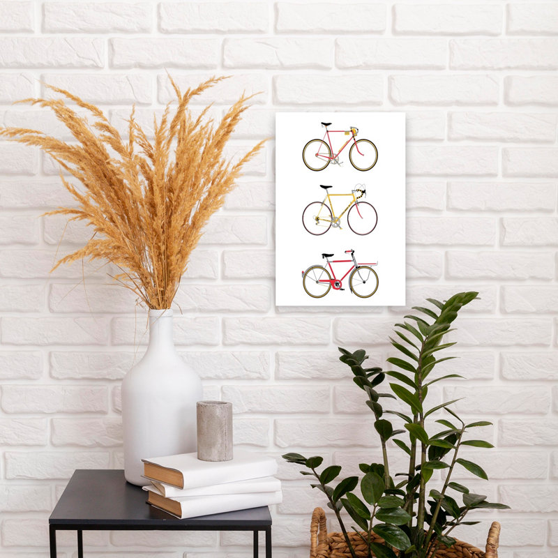 Trois vélos rétro, art mural rétro, 18" H x 12" W