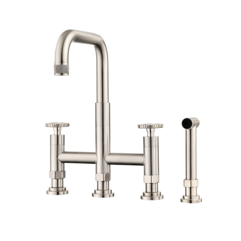 Robinet d'évier de cuisine avec jet latéral Landolt, Nickel brossé