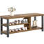 Banc de rangement à chaussures rustique en bois brun de 110 cm (43,3 po), banc d'entrée moderne avec siège
