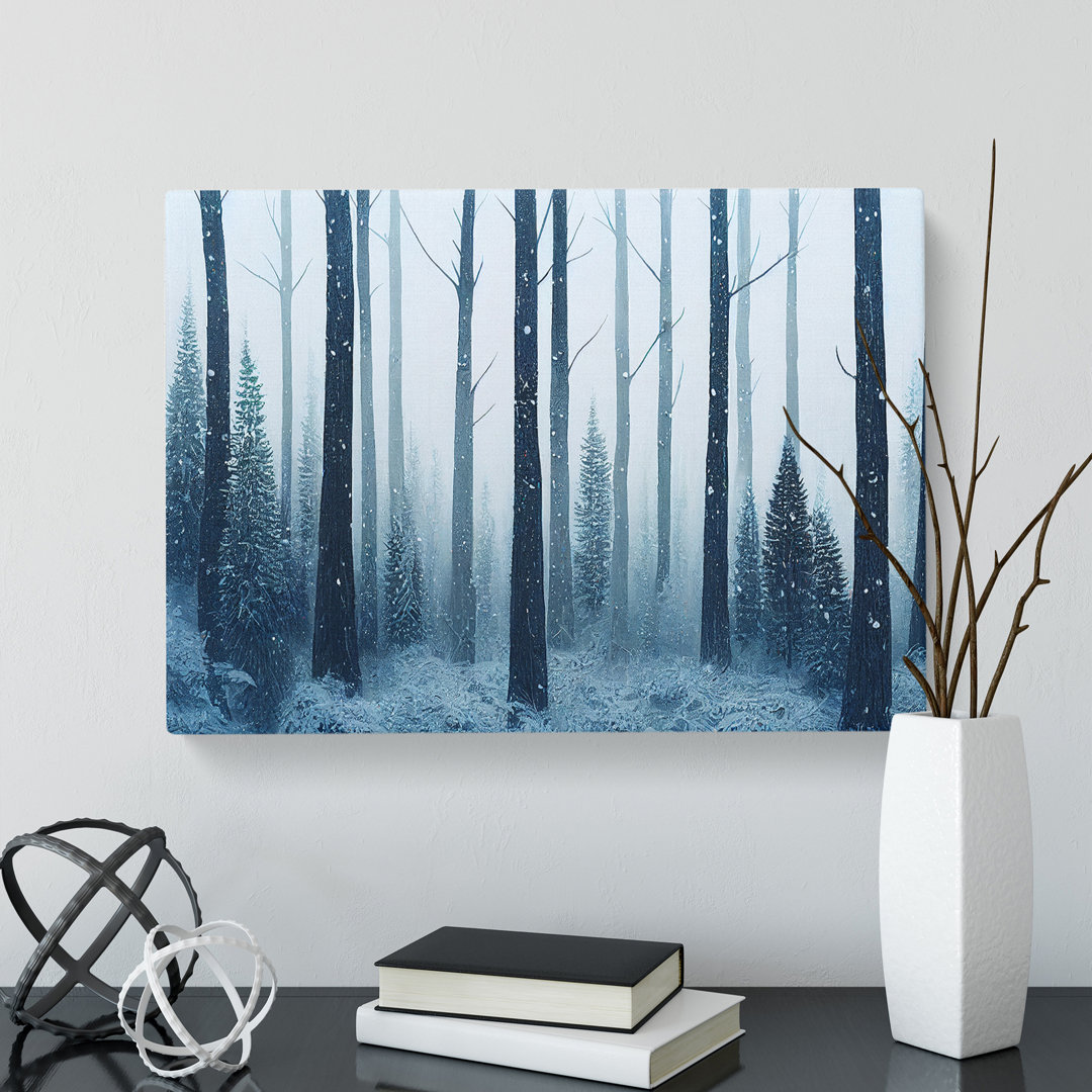 Winter Forest Pine Trees Vol.3 - Grafik auf Leinwand - Wrapped Canvas