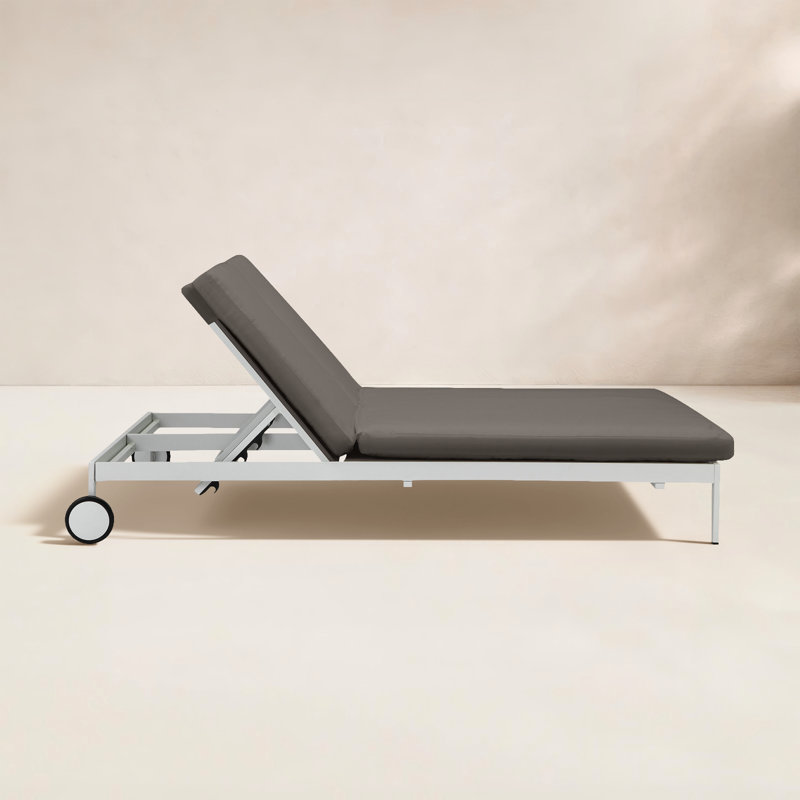 Isabella Outdoor Metal Chaise Lounge , Cushion Included, Gray