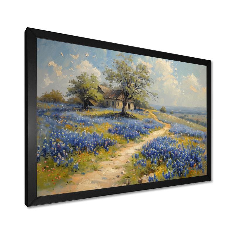 «Blue Green Summer Meadow Charm Blue Bonnets II - Blue Bonnets», art mural, H 24 po x l 32 po x P 1 po