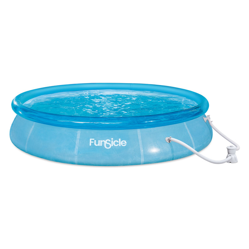 Plastic Round Inflatable Pool 30'' H x 144'' W x 144'' L , with Pump Included