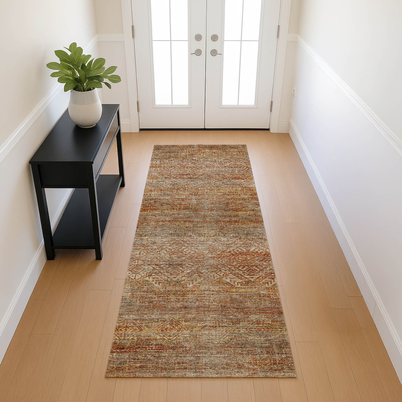 Premium Machine Washable Tirico Casual Rug, Paprika, 2'3" x 7'6" Runner