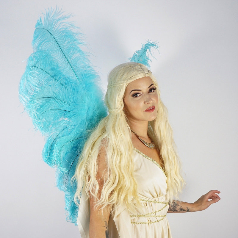 Large Ostrich Feather Wings - Light Turquoise