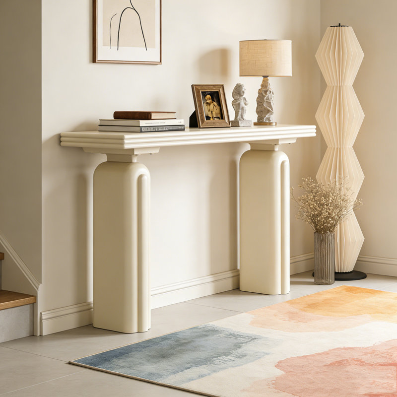 Console élégante et luxueuse en placage d'acacia, Beige