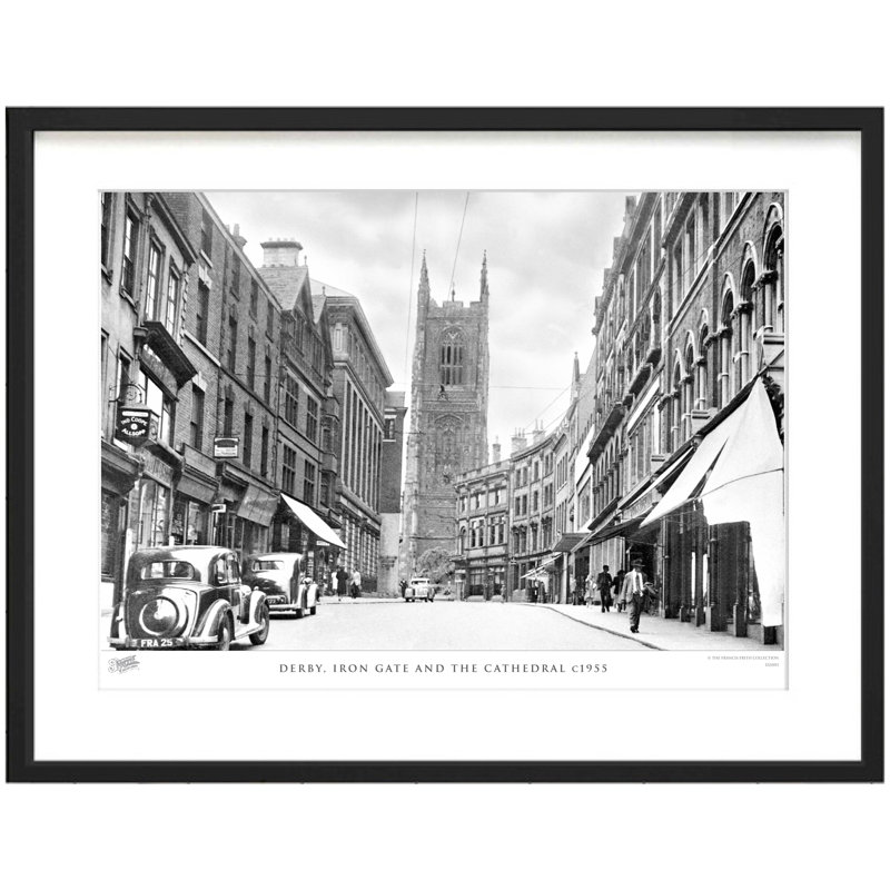 Derby, Iron Gate And The Cathedral C1955 - Single Picture Frame Print, 28cm H x 36cm W x 2.3cm D