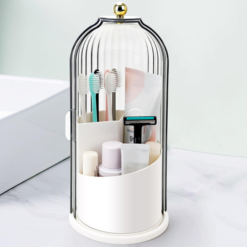 Rotating 3 Slots Bathroom Organizer Countertop