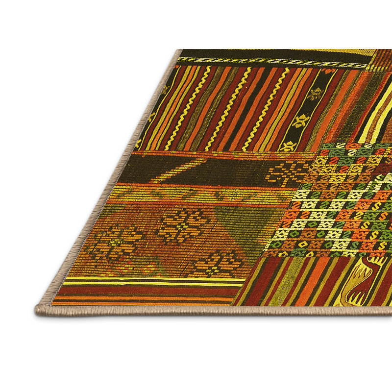 Tapis contemporains jaunes lavables à la machine 437, Rectangle 4 pi x 6 pi