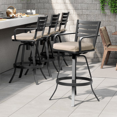 Tabouret de bar pivotant en aluminium 29,6 po avec coussin Sunbrella
