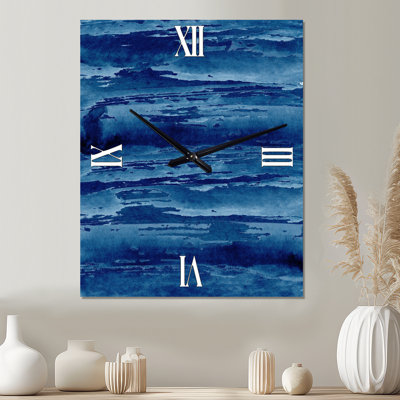 Abstrait bleu classique I - Horloge murale abstraite en métal
