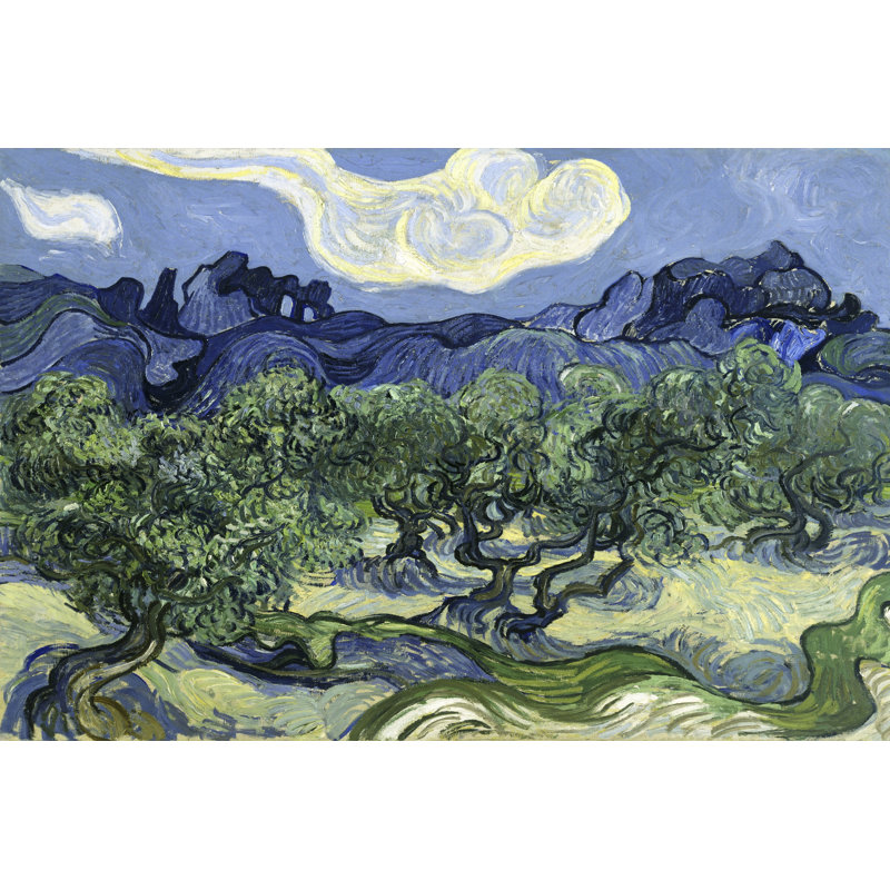 «Ayzia Olive Trees With The Alpilles In The Back on Canvas» par Vincent Van Gogh, reproduction, H 8 po x l 12 po